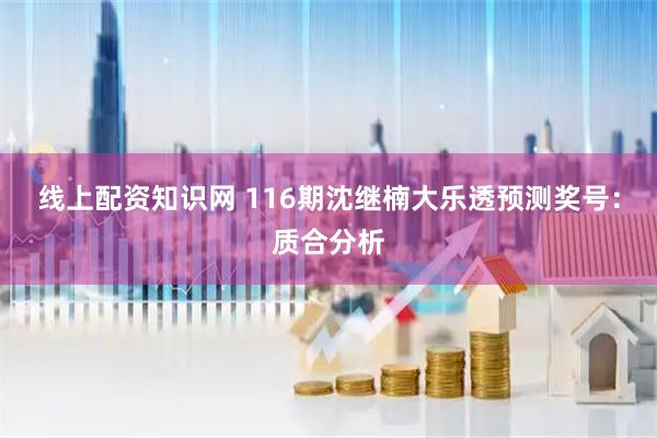 线上配资知识网 116期沈继楠大乐透预测奖号：质合分析